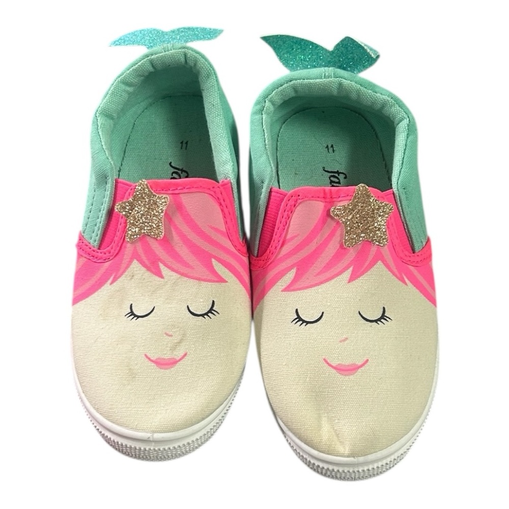 Fabkids Kids‎ Mermaid Slip-On Shoes - Pink and Green  Sz 11